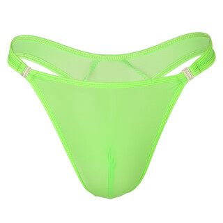 Ye zimei men's transparent ice silk underwear ultra-thin sexy u-convex temptation thong double-sided buckle low-waist sexy underwear men's t-pants 4066 fruit green one size