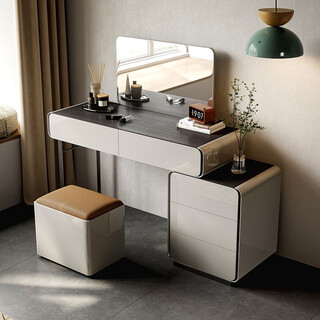 Van coco italian minimalist dressing table and drawer cabinet integrated modern minimalist bedroom small retractable bedside storage cabinet makeup table dressing table 1m + mirror + stool