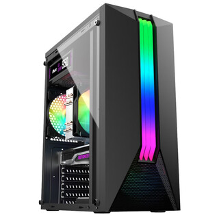 Evesky rocket computer case desktop diy full side transparent rgb gaming water cooled atx large board chassis backline usb3.0 interface rocket-black comes with rgb light bar
