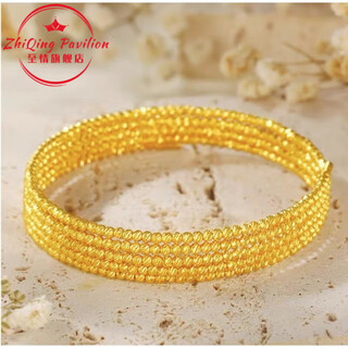 Dl 1998 fat donglai quality gold-plated silver bracelet 999 gold bundi beads for women 24k three-turn memory elastic golden bracelet bracelet five turns about 0.6 grams