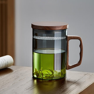 Lvchangming glass tea cup thickened high temperature resistant tea water separation cup office personal crescent with filtered drinking water green tea tea maker