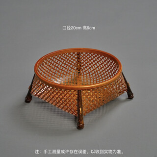 Bamboo xueming|handmade bamboo fruit basket chinese retro round household storage basket snack basket tea snack box tea cup basket large size