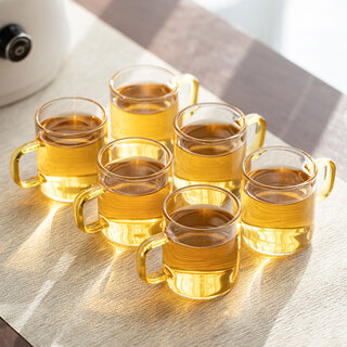 Su's ceramic glass cup tea cup juice cup small fresh water cup office home hanging ear tea cup 6 pack