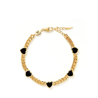 Congye love jelly bracelet multi-color agate gem plated 18k gold love thick chain bracelet for women black 185mm