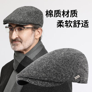 Somubay (somubay) middle-aged and elderly dad hat men's autumn and winter plus velvet warm peaked cap grandfather old man hat british progressive hat dark gray one size (56-60cm)