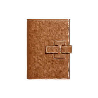 Hermes (hermes) women's bag h passant compact wallet epsom calfskin vertical coin purse card holder golden brown regular
