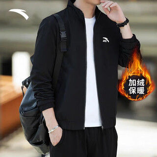 Anta velvet jacket men's autumn and winter new warm knitted cardigan jacket sweatshirt casual sports running training clothes for men recommended - velvet basic black 7702 l /175