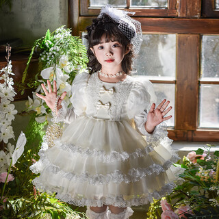 Anneyol flower girl wedding little girl princess dress girl birthday party evening dress white gauze children high-end host performance costume white 110