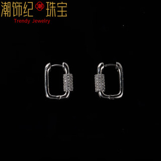 Dl 1998 fat donglai same style 18k gold earrings hoop zircon geometric earrings square french copper plated 18k niche earrings small silver pair