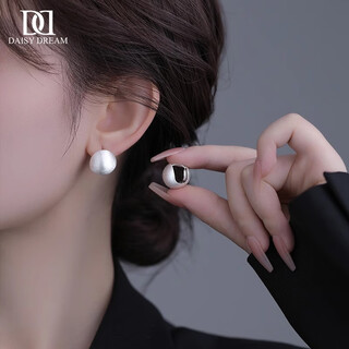 Daisy dream925 silver needle brushed ball earrings feminine retro high-end earrings fashionable design earrings earrings silver frosted balls 925 silver needles