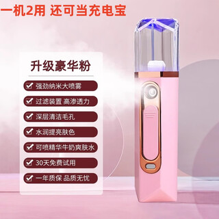 补水仪纳米喷雾面部冷喷机美容喷脸仪便携充电小型加湿蒸脸器家用 升级豪华粉 纳米雾化+深层补水