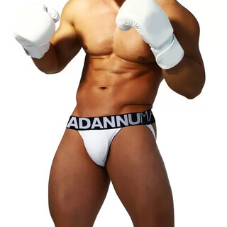 Adano men's thong sexy double underpants low-waist breathable cotton sports hip lift muscle male fitness male 0 free to take off t-pants white m