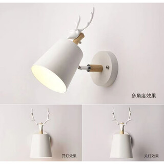 Yilin nordic simple desk wall lamp bedroom bedside lamp living room corridor wall lamp macaron personalized creative deer head lamp white three-color light