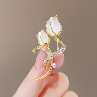 Mays will imitation cat's eye tulip brooch high-end women's luxurious temperament coat corsage exquisite suit sweater pin accessory imitation cat's eye tulip style a