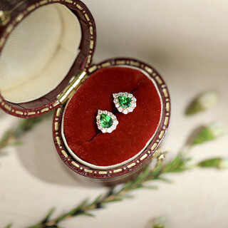 Xuanxian tsavorite earrings water drop earrings surrounded by diamonds green color earrings diamond inlaid natural diamond inlaid