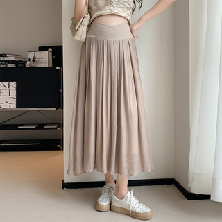 Miduli maternity suit shirt t-shirt summer mid-length skirt summer thin 2025 new summer maternity wear khaki-skirt m size