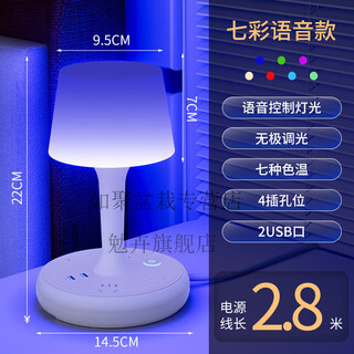 Intelligent voice control bedroom table lamp bedside lamp plug-in desktop bedside table socket night light light luxury voice colorful version 4 sockets + usb 2.8 meters