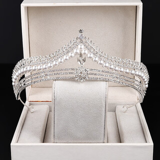 Hunter crown tiara bride's majestic main wedding dress crown pearl high-quality birthday white veil tiara wedding 18-year-old female silver crown