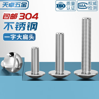Tianzhuo hardware one-word large flat head screw 304 stainless steel slotted mushroom head machine screw m2m2.5m3m4m5m6m8mm m3*8 50 pieces