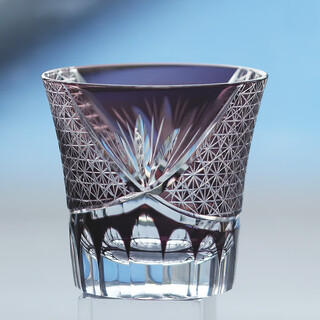 Chizhi edo kiriko bohemian whiskey cup handmade high-value beer glass wine glass gift box cup glass purple 220ml 1 piece