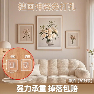 Shantou lincun hanging picture, no punching picture frame, wall nail, traceless fixer, photo, wedding photo, picture frame strong adhesive hanging, stronger load-bearing single buckle 30 pairs, upgraded strong adhesive
