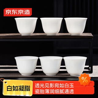 Made in tokyo, tea sets, tea cups, kung fu tea sets, mutton fat jade cups, tea cups, simple office reception cups, 6 pieces