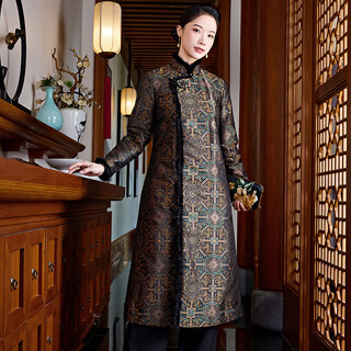 Xiyue traditional intangible cultural heritage song brocade long tang suit jacket high-end 100% mulberry silk quilted warm cotton clothes winter color s weight within 95