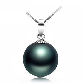 Qianpei black pearl pendant necklace, the sea water is perfect, a mother's day gift for my girlfriend and mother, 9-9 o'clock, 5mm black and green, flawless
