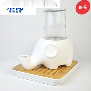 Hibiscus mingkan is not easy to wet the chin. elephant drinking fountain garfield big-faced flat-faced drinking bowl is anti-tip and moisture-proof ceramic. matt white + glass bottle + square plate