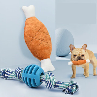 Gashiko pet dog toy dog golden retriever teddy interactive teeth grinding and relieving boredom, bite-resistant plush sound, knotted 2-piece set