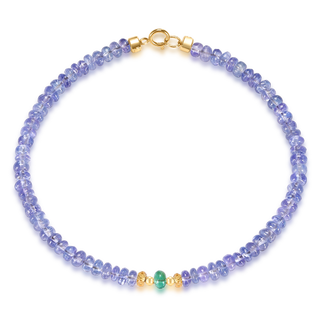 Muqian jewelry 18k4a grade tanzanite diy zambian emerald bracelet au750 beaded bracelet 3-3.5m 18k tanzanite tourmaline emerald bracelet 19cm