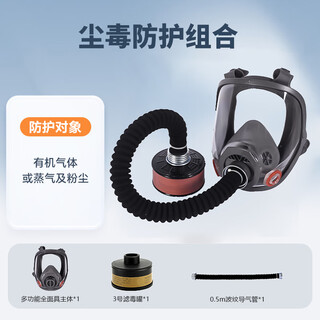 Gas mask, carbon monoxide, toxic gas spray paint, smoke mask, dust mask, industrial dust, advanced full face protection, poisonous chemical gas special fire escape, anti-fog, dust-proof gas mask + no. 3 poison filter tank + 0.5m corrugated breathing tube