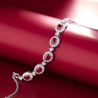 Congye's new s925 silver-plated inlaid pigeon blood ruby bracelet for women, elegant, exquisite and high-end niche jewelry, ruby bracelet