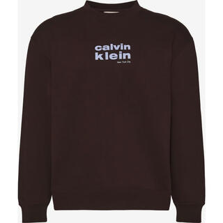 Calvin klein ck men's sweatshirt new warm and comfortable cotton solid color bottoming daily breathable casual trendy simple men's pullover braun one size | m