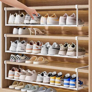 Bahainiao retractable shoe rack household shoe cabinet layered partition rack shoe storage artifact space-saving hanging basket under the cabinet