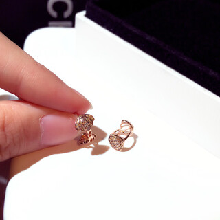 Puli exquisite small earrings 2025 women's hong kong style shell rose gold imitation 18k gold earrings color gold stud earrings shell earrings rose gold pair. moderate