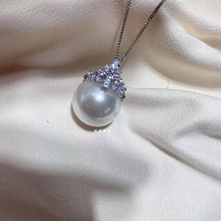 Fat donglai's same australian white pearl pendant mother-of-pearl color 16mm perfect round strong light with chain classic versatile and elegant woman ice and snow queen 16mm australian white