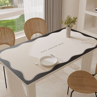 Xinlin light luxury dining table mat, simple and modern coffee table tablecloth, no-wash, oil-proof, waterproof, anti-scalding, pvc insulated table mat, high-end, wave, wipe clean 90x150cm