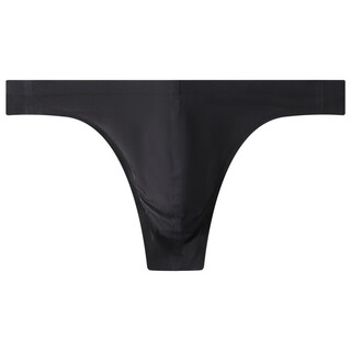 Long night men's sexy ice silk thong low waist seamless boys' underwear sexy personalized t-pants three-dimensional u-convex breathable underwear black xxl 140-160jin jin equals 0.5 kg
