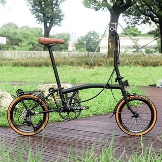 Kafeidik9 16-inch 9-speed three-folding bicycle xiaobu retro folding adult ultra-light portable national cloth city bicycle black with/shiwen tires/m handlebars 9-speed 16-inch