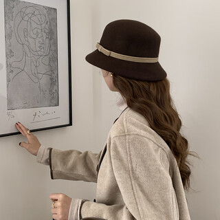 Oven di mailard's thousand gold wool top hat shows your face small french retro elegant elegant fisherman's hat brown basin hat coffee color adjustable