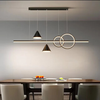 Liang pu's new restaurant chandelier modern simple dining room light dining room light internet celebrity led strip personality light long strip lighting yd815-1200 three-color led (black)