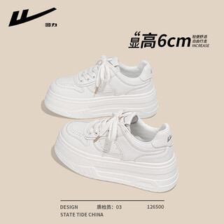 Pull-back women's shoes spring thick-soled white shoes for female students versatile height-increasing sneakers for women's sports and casual shoes white 37