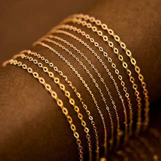 Caizhi high-end korean popular 14k gold necklace women's naked chain without pendant simple japanese and korean temperament neck chain clavicle chain anti-1.5mm oval chain 80cm