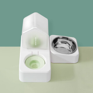 Nervous cat cat bowl ceramic double bowl food bowl cat drinking bowl dog bowl protects cervical vertebral automatic drinking pet supplies anti-tip wakakusa green stainless steel double bowl anti-tip, does not wet mouth, universal for cats and dogs
