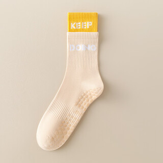 Ledomoda yoga socks women's mid-calf breathable anti-slip sports running fitness socks floor socks double luo mouth pilates dance socks khaki yoga socks