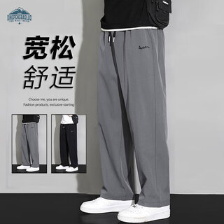 Dingfengbaoluo pants men's autumn casual straight-leg loose wide-leg pants trendy sportswear trousers ddf03 dark gray m