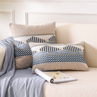 Simple modern sofa pillow with core office nap artifact pillowcase waist pillowcase bedside back cushion customization lingbo-beige 45x45cm pillowcase + pillow core
