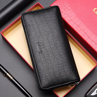 Crocodile shirt christmas gift texture crocodile pattern first layer cowhide fashion handbag men's long wallet for boyfriend