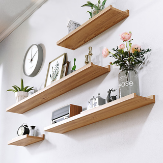 All are made of perforated solid wood wall shelves, customized bookshelf shelves, dining room decoration shelves, living room sofa back storage boards, log 30*12cm*1.5cm
